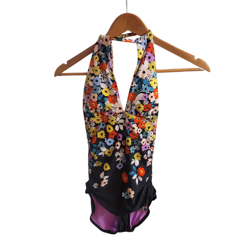 NWT Anne Cole Multi Color Floral Halter One-Piece Swimsuit Size 6 - Picture 4 of 9